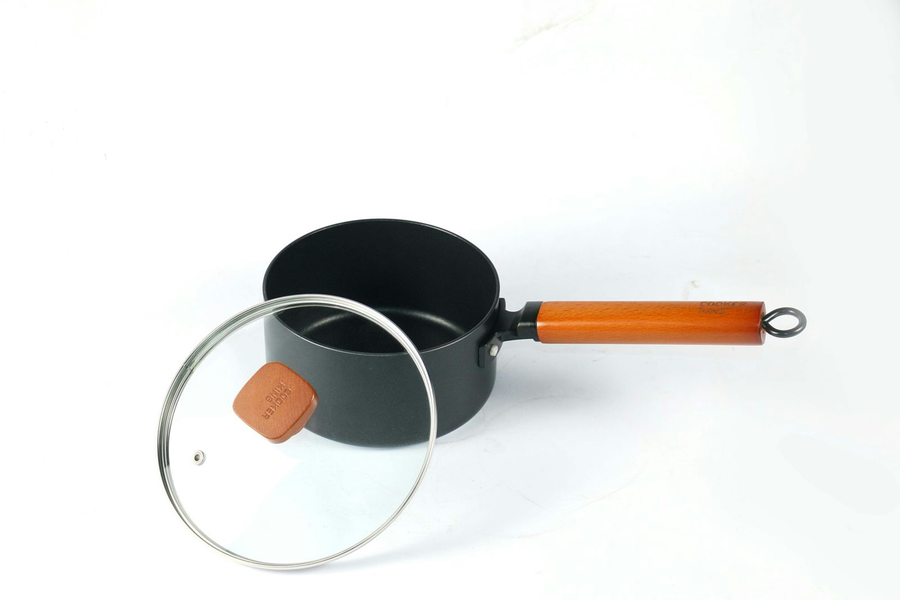 A saucepan handle made from an insulating material